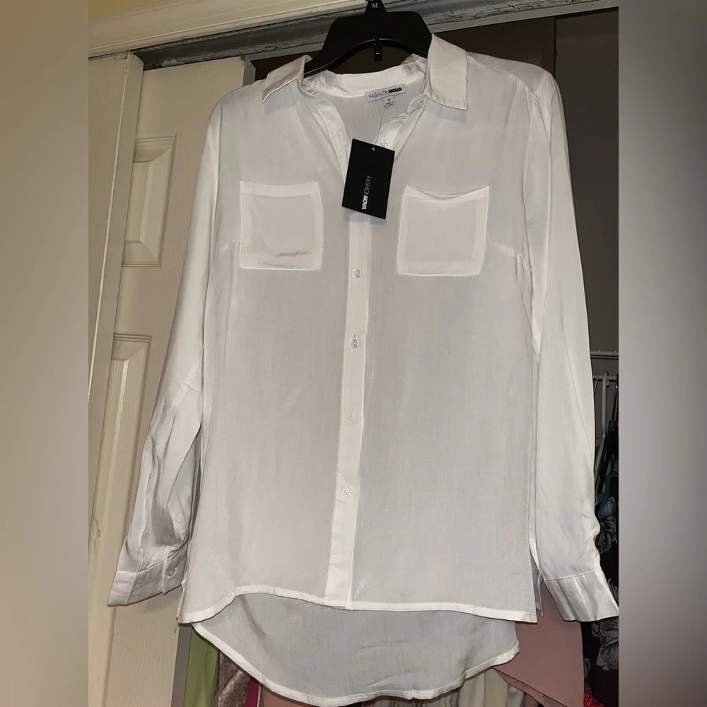 Fashion Nova Aurora Woven Top- Off white- size small *NEVER WORN* - Picture 9 of 12
